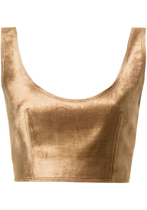 Top corto in velluto oro Forte Forte - donna